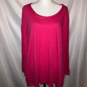 INC Heathered Pink Scoop Neck Long Sleeve Top